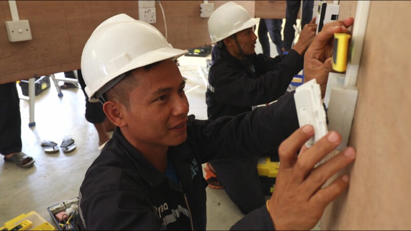 Electrition Training — Young men in Myanmar learn the skill of how to wire houses for electricityKeywords: Myanmar, Burma, Burmese, Karen, student, trade sch...