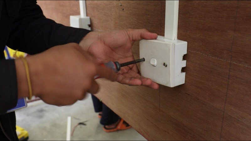 Electrition Training — Young men in Myanmar learn the skill of how to wire houses for electricityKeywords: Myanmar, Burma, Burmese, Karen, student, trade sch...