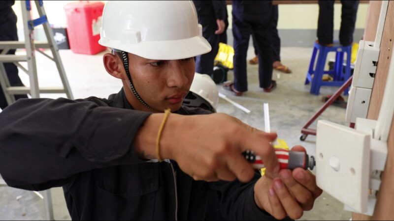 Electrition Training — Young men in Myanmar learn the skill of how to wire houses for electricityKeywords: Myanmar, Burma, Burmese, Karen, student, trade sch...