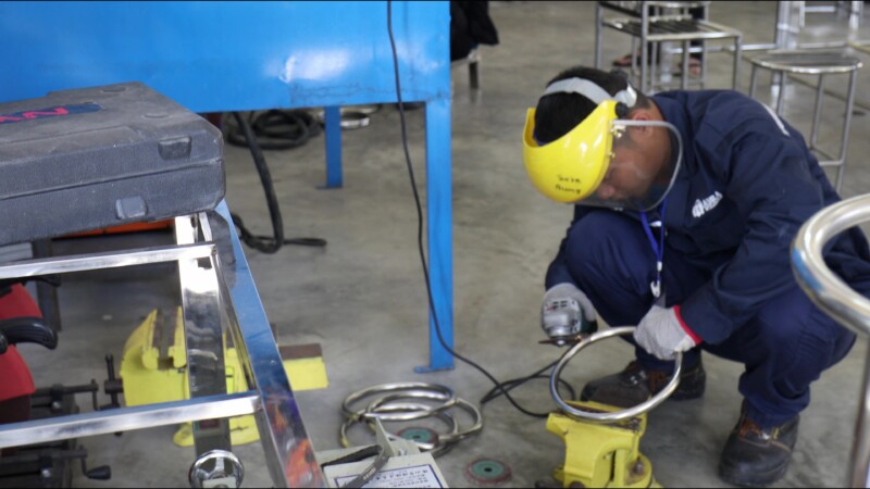 Learning How to Weld — At a trade school in Myanmar, students learn the skill of welding to prepare them with an livelihood skill. — Myanmar, Burma, Burmese,...