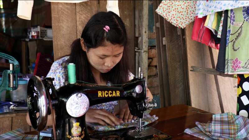 Small Clothes Making Shop — Young hearing impaired girl opens her own business making clothes out of her home, thanks to the training that she has received f...