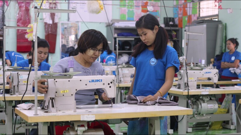 Attending a Trade school — Young hearing impaired girl goes to a trade school each day to learn how to make clothes so she can start her own income generatin...